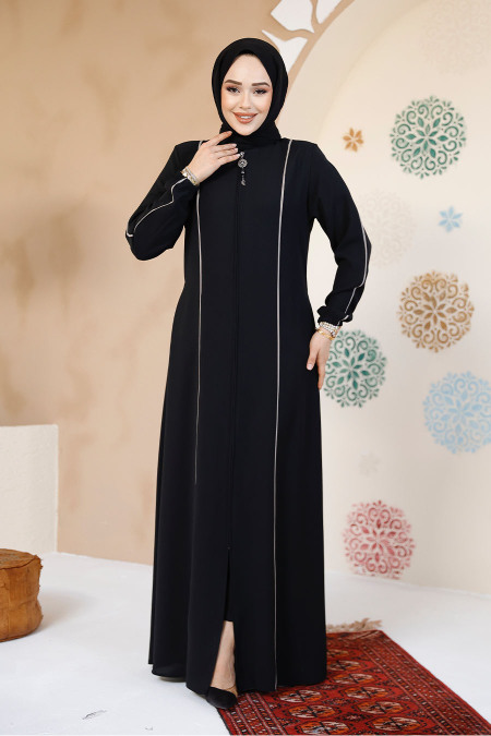 Modest Black Plus Size Abaya 8148S - 2