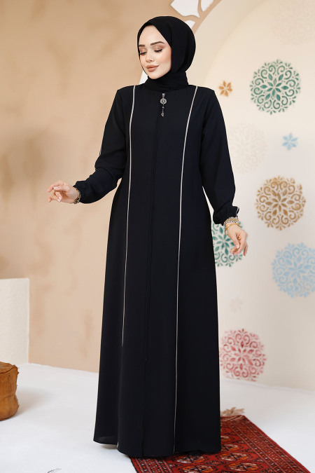 Modest Black Plus Size Abaya 8148S - 1