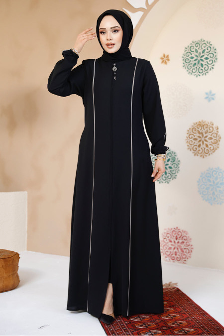 Modest Black Plus Size Abaya 8148S - 3
