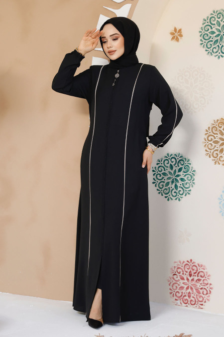 Modest Black Plus Size Abaya 8148S - 4
