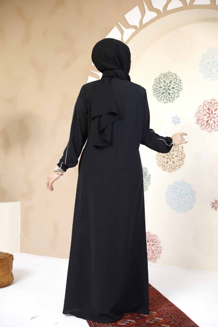 Modest Black Plus Size Abaya 8148S - 5
