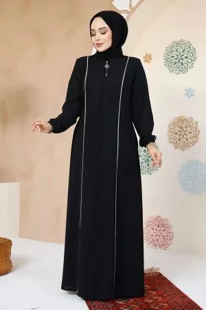 Modest Black Plus Size Abaya 8148S - 1