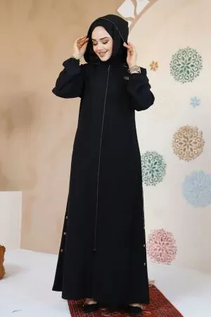 Modest Black Plus Size Abaya Dubai 61362S 