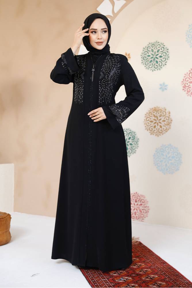 Modest Black Plus Size Abaya For Women 17007S - 3