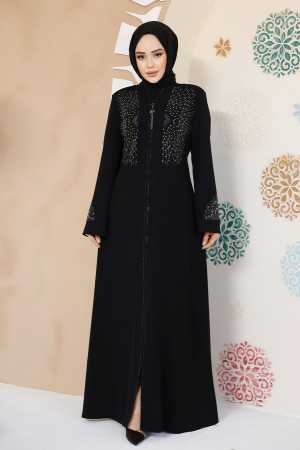 Modest Black Plus Size Abaya For Women 17007S - 4