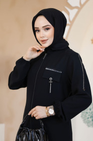 Modest Black Plus Size Abaya For Women 61361S - 3