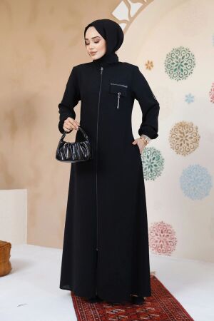Modest Black Plus Size Abaya For Women 61361S - 1