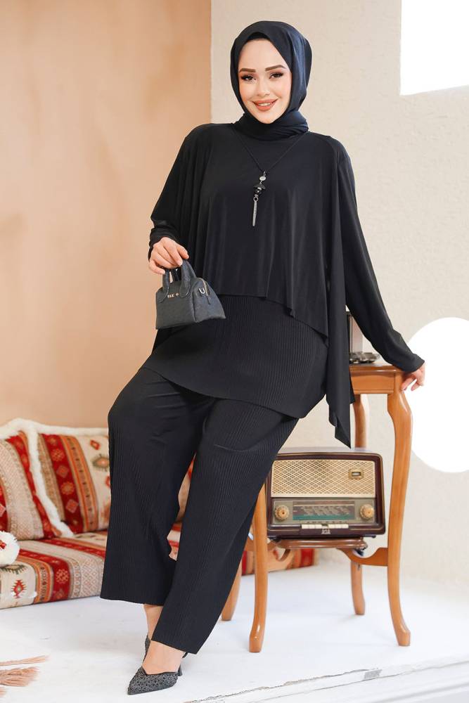 Modest Black Plus Size Dual Suit 70212S - 1