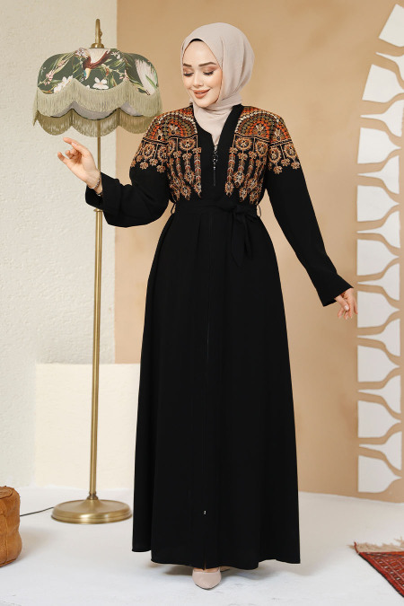 Modest Black Plus Size Dubai Abaya 25402S - 2