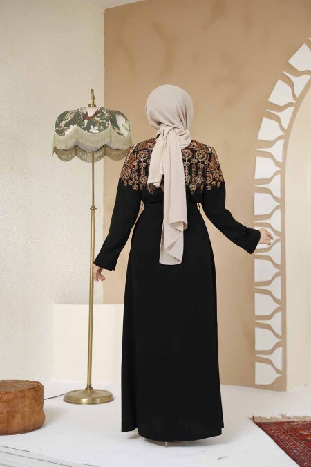 Modest Black Plus Size Dubai Abaya 25402S - 4