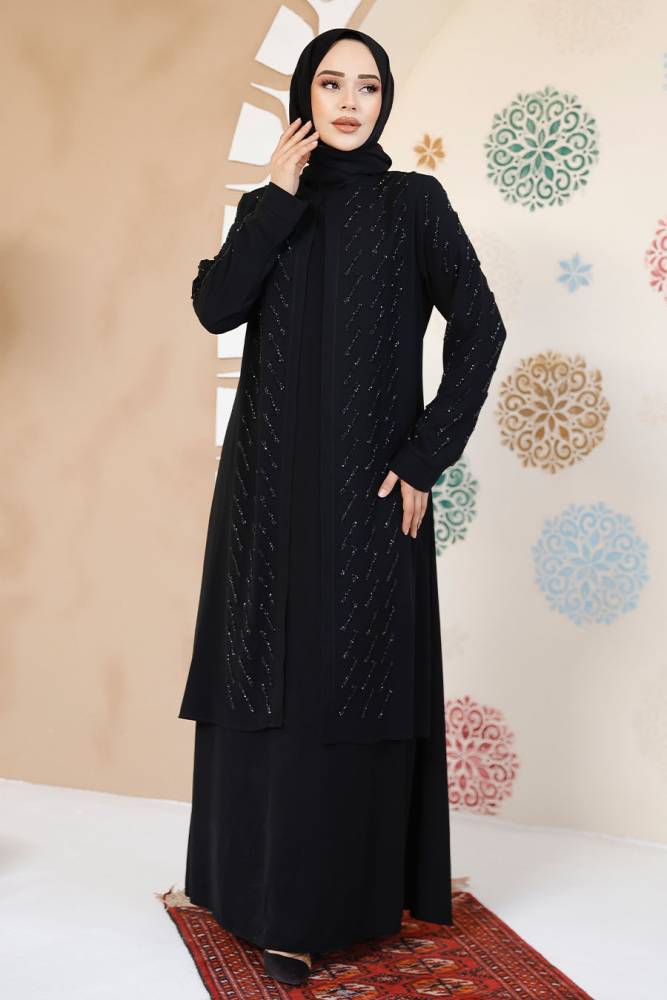 Modest Black Plus Size Dubai Abaya 29120S - 4