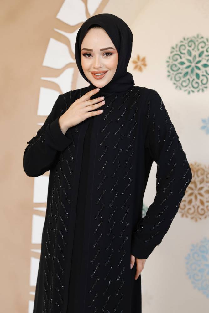Modest Black Plus Size Dubai Abaya 29120S - 2