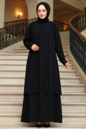 Modest Black Plus Size Dubai Abaya 29120S - 1