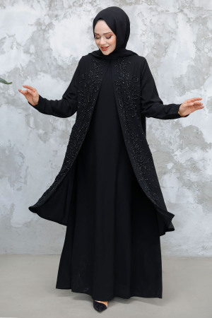 Modest Black Plus Size Dubai Abaya 29121S - 2