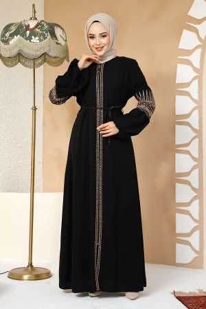 Modest Black Plus Size Dubai Abaya 90351S - 2