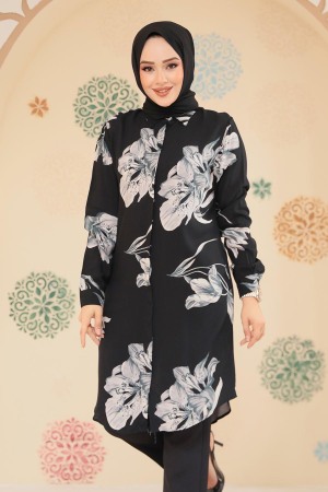 Modest Black Plus Size Tunic 11732S - 2