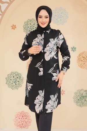 Modest Black Plus Size Tunic 11732S - 3
