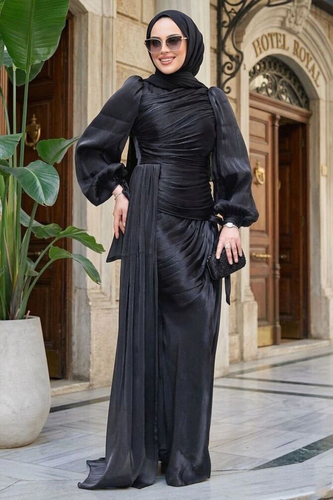 Modest Black Prom Dress 48491S - 1