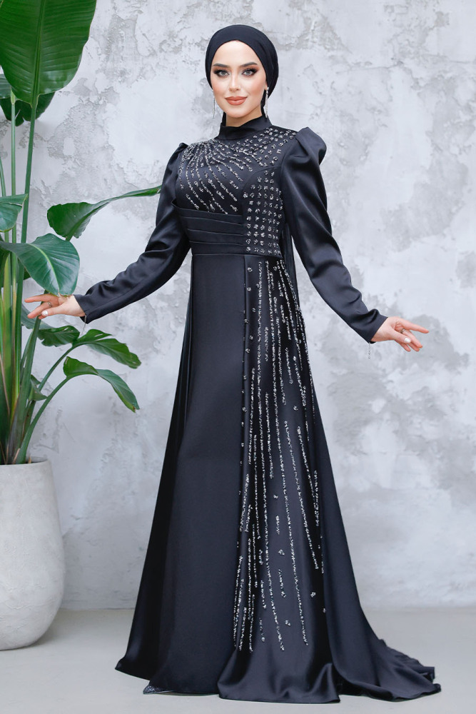 Modest Evening Dress Custom Made Satin Prom Dresses,DS4779 main image 1