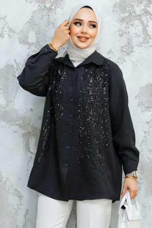 Modest Black Shirt Top 45280S - 1