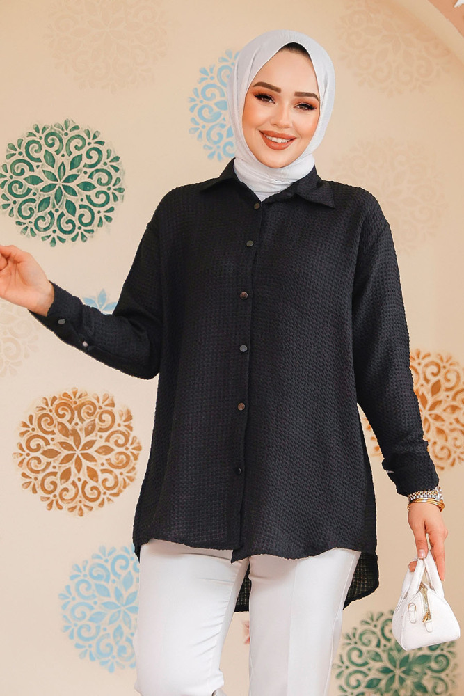 Modest Black Shirt Top 70901S - 2