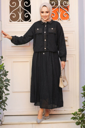Modest Black Skirted Dual Suit 14171S - 1