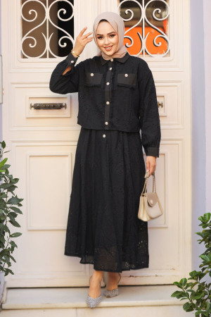 Modest Black Skirted Dual Suit 14171S - 2