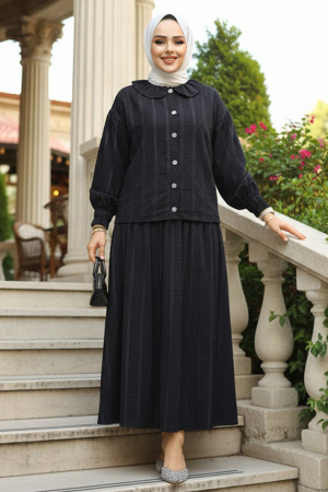 Modest Black Skirted Dual Suit 30004S - 1
