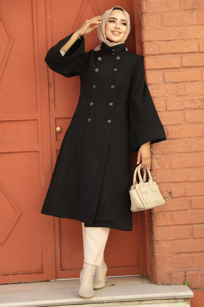 Modest Black Stamp Coat 61112S - 2
