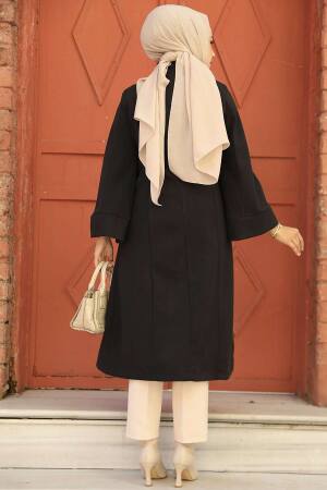 Modest Black Stamp Coat 61112S - 4