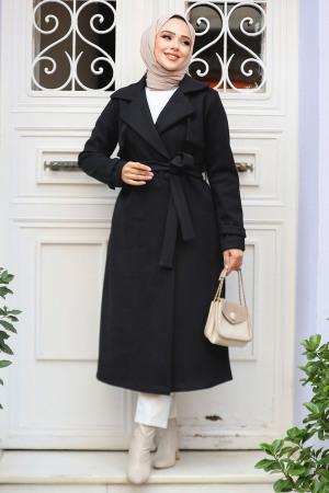 Modest Black Stamp Coat 61441S - 1