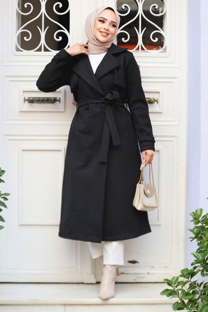 Modest Black Stamp Coat 61441S - 2