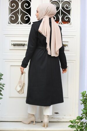 Modest Black Stamp Coat 61441S - 3