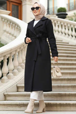 Modest Black Stamp Coat 61441S - 1