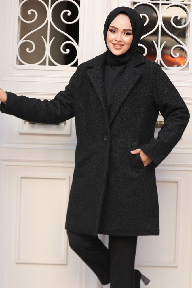 Modest Black Stamp Coat 72351S - 2