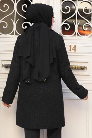 Modest Black Stamp Coat 72351S - 3