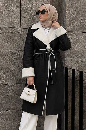 Modest Black Suede Coat 5959S - 1