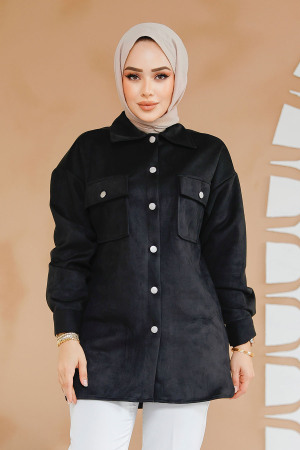 Modest Black Suede Shirt 20305S - 1