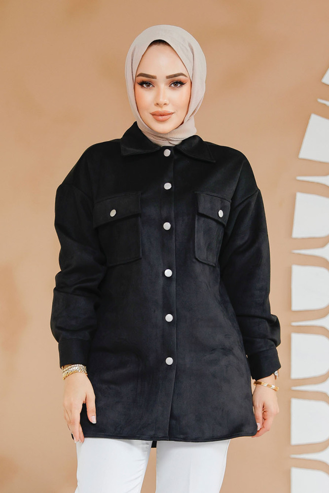 Modest Black Suede Shirt 20305S - 1