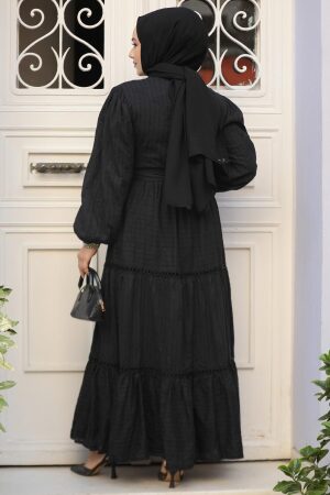 Modest Black Summer Dress 10024S - 4
