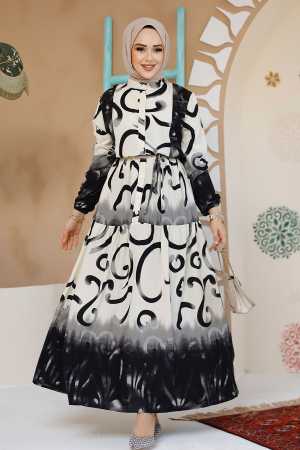 Modest Black Summer Dress 10208S - 1
