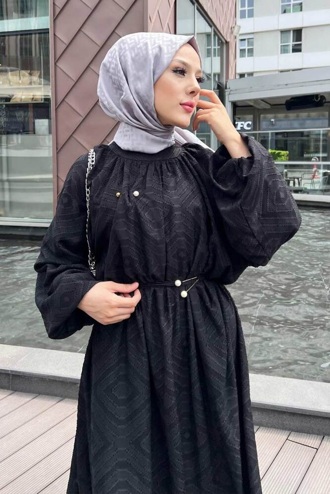 Modest Black Summer Dress 14291S - 2