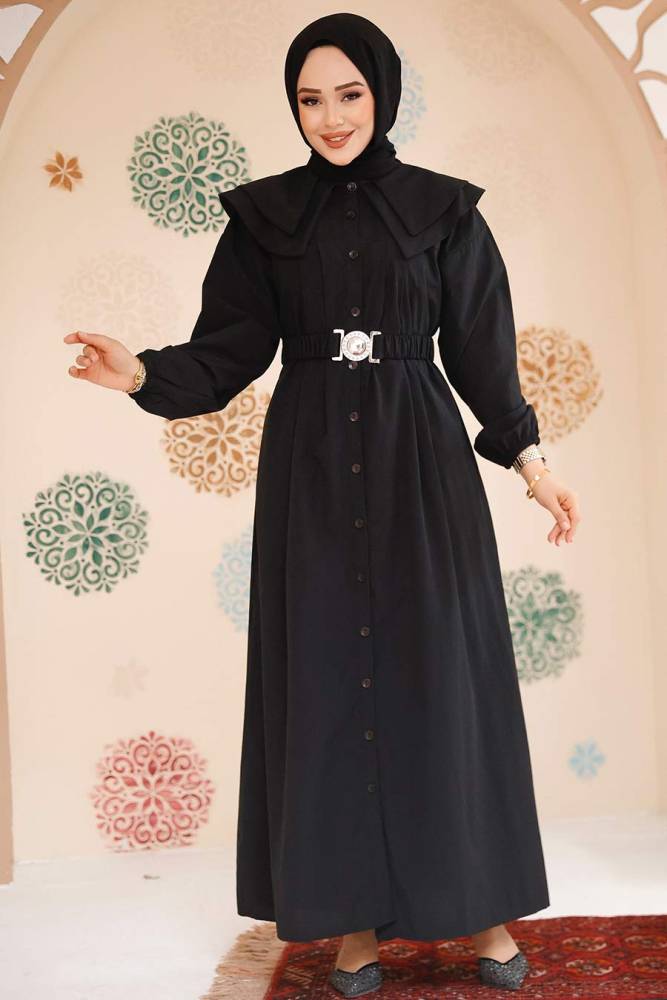 Modest Black Summer Dress 20229S - 1