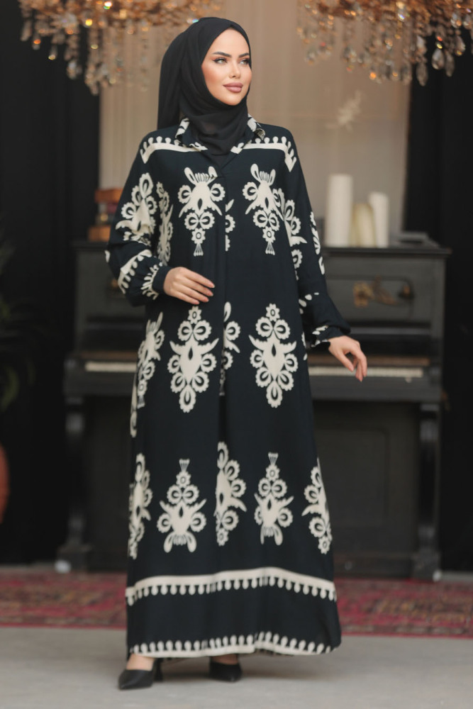 Modest Black Summer Dress 23172S - 1