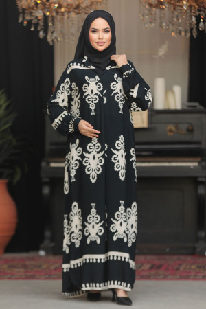 Modest Black Summer Dress 23172S - 3