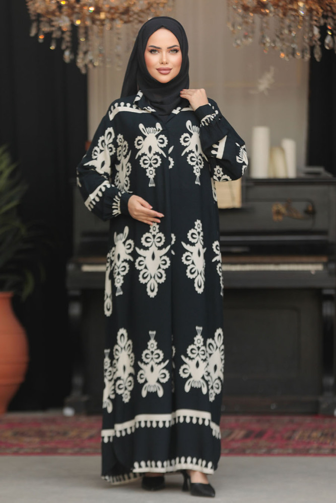 Modest Black Summer Dress 23172S - 3