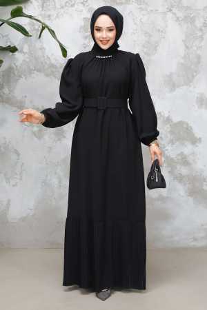 Modest Black Summer Dress 65878S - 3