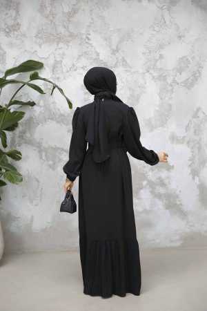 Modest Black Summer Dress 65878S - 4