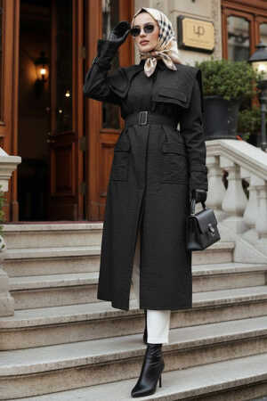Modest Black Trench Coat 19023S - 1