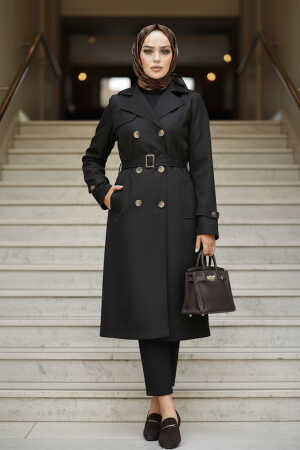 Modest Black Trench Coat 60500S - 1